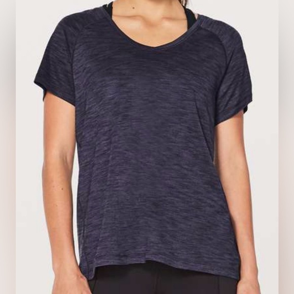 lululemon athletica Tops - Lululemon Short Sleeve Tee Heathered black/blue